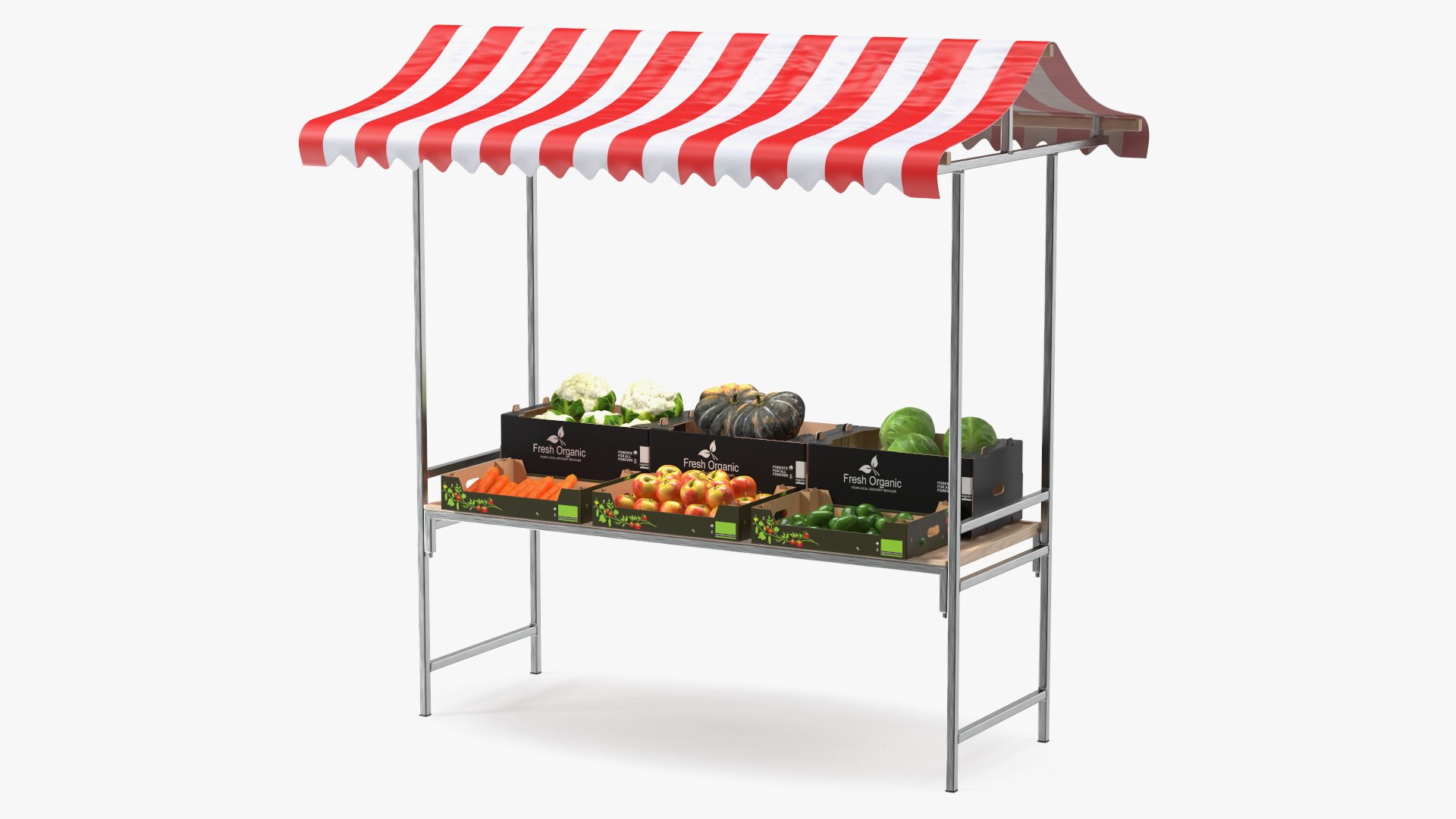 Market Stall With Vegetables 3D model preview