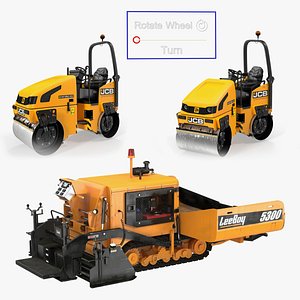 3D asphalt paver road roller model
