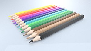 Set 12 Colored Pencils 3D model