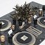 3D table setting dark colors