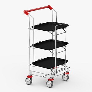 3D model Tray Cart with Black Trays