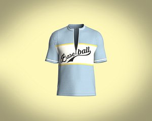 3D model Mens round neck zip up t shirt with baseball graphics