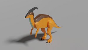 3D Low-poly Parasaurolophus