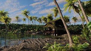 3D Tropical Cabin Scene model