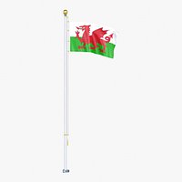 Wales Flag Stand Pole Animated