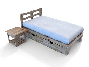 wooden bed 3D model