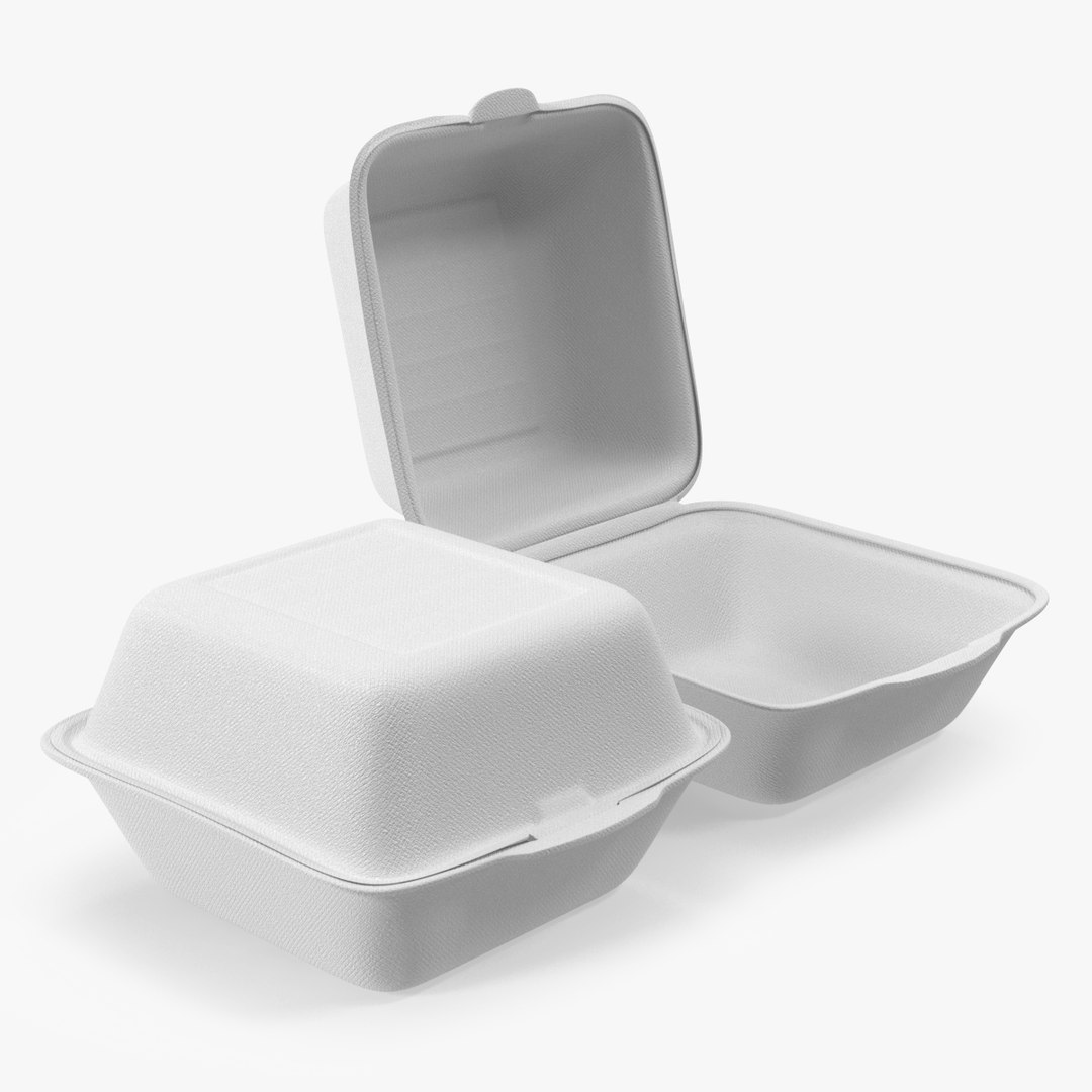Food Box Square Set 3D model preview