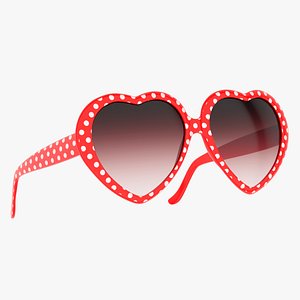 Heart Shaped Sunglasses Red Polka Dot