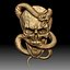 Skull snake knife bas-relief
