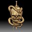 Skull snake knife bas-relief