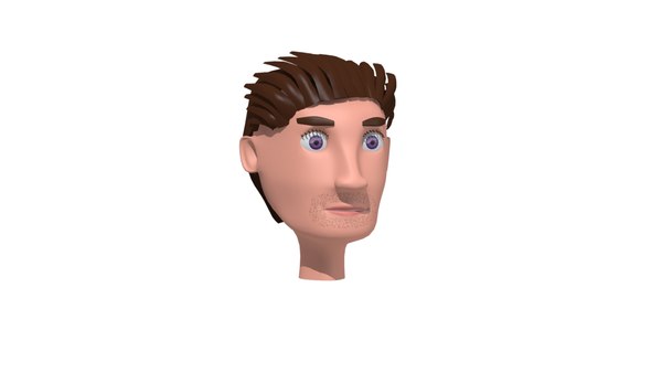 Cartoon man head with 3 hair style 3D model - TurboSquid 1832743