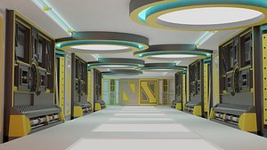 3D sci fi corridor scene model