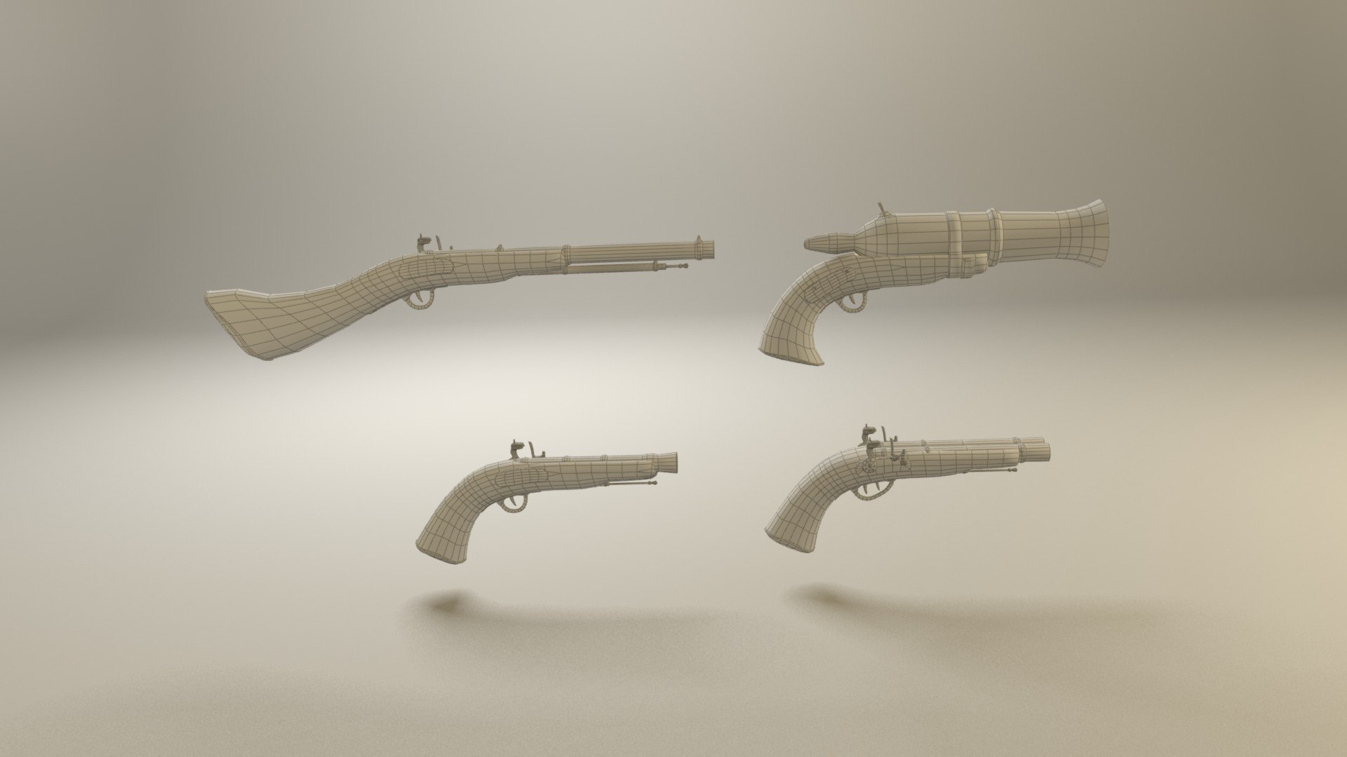 Flintlock Pirate Guns And Shotguns And Hand Cannons Collection Model ...