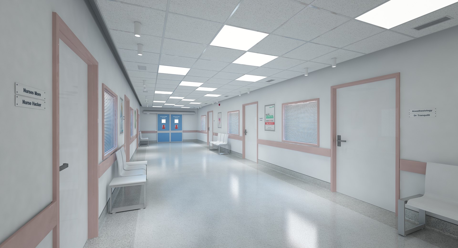 Hospital Hallway Corridor 3D Model - TurboSquid 1480254