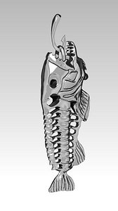 Fish skeleton pendant necklace