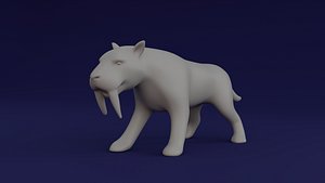 Stylized Smilodon Saber Toothed Cat 3D Printable STL model
