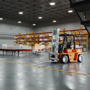 3D Warehouse Cargo Depot Interior Exterior