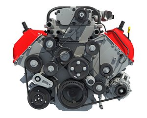 3D v8 engine gasoline ignition model