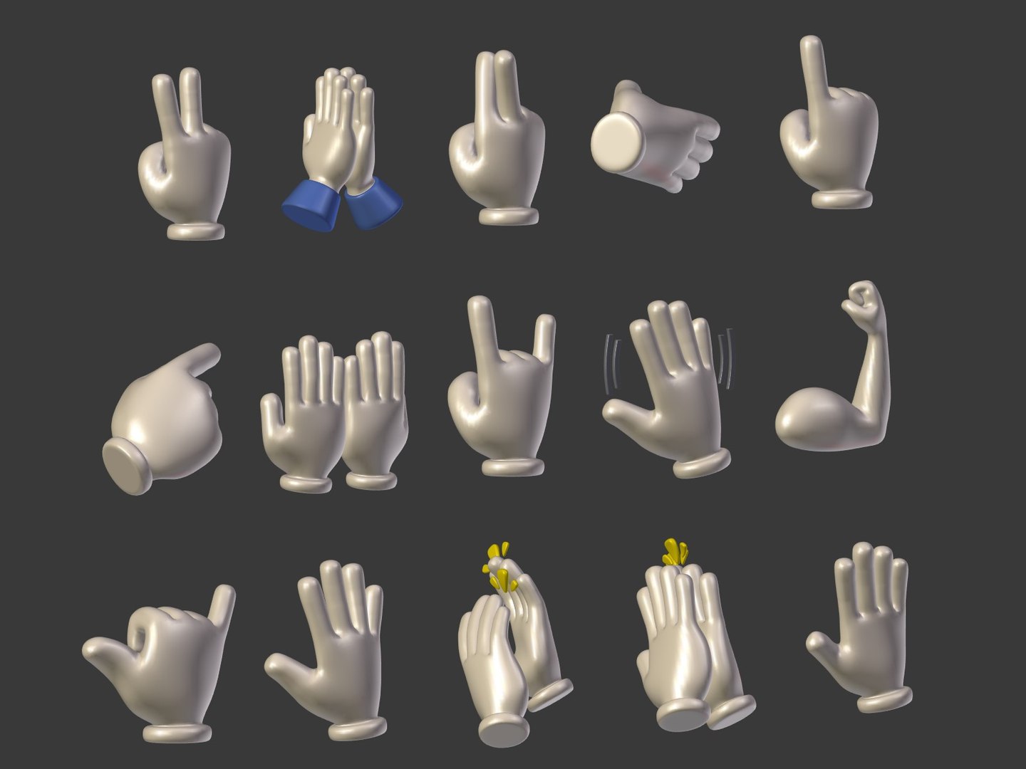 Cartoon hands - emoji model - TurboSquid 1592892