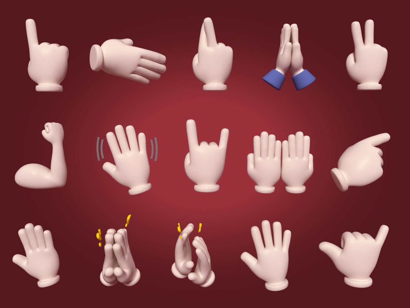 Cartoon hands - emoji model - TurboSquid 1592892
