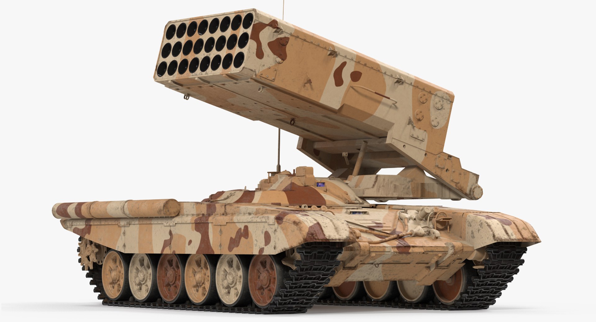 Heavy Fire Throwing TOS-1A System Desert Rigged 3D Model 3D model preview