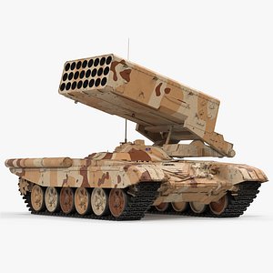 Heavy Fire Throwing TOS-1A System Desert Rigged 3D Model