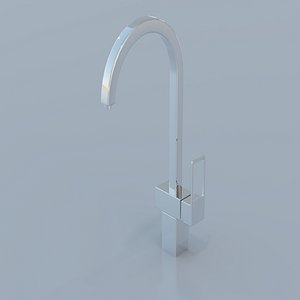 Commercial Loop Arm Kitchen Faucet - Chrome Mixer 3D Low-poly 3D model