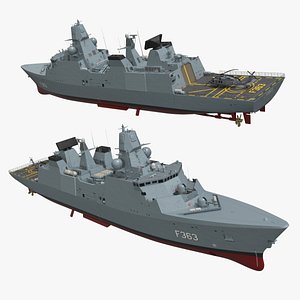 Navy Iver Huitfeldt Frigate with Helicopter Sikorsky HH-60 3D model