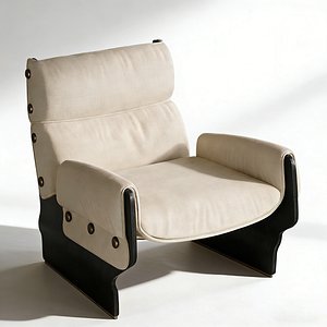 Modern Leather Lounge Armchair 3D Model 3D model