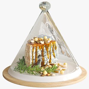 3D Tray with cheese and nuts