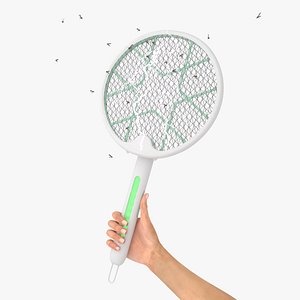 Foldable Fly Swatter in Hand with Electricity 3D