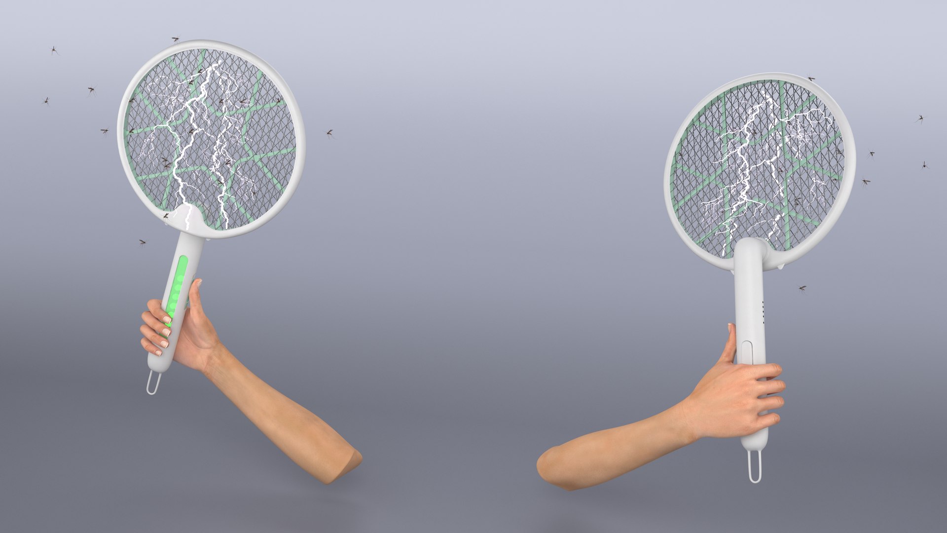 Foldable Fly Swatter In Hand With Electricity 3D - TurboSquid 2384834