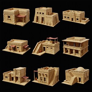 3D model EGYPTIAN ARAB DESERT HOUSE HUT CLAY COTTAGE SHELTER COLLECTION