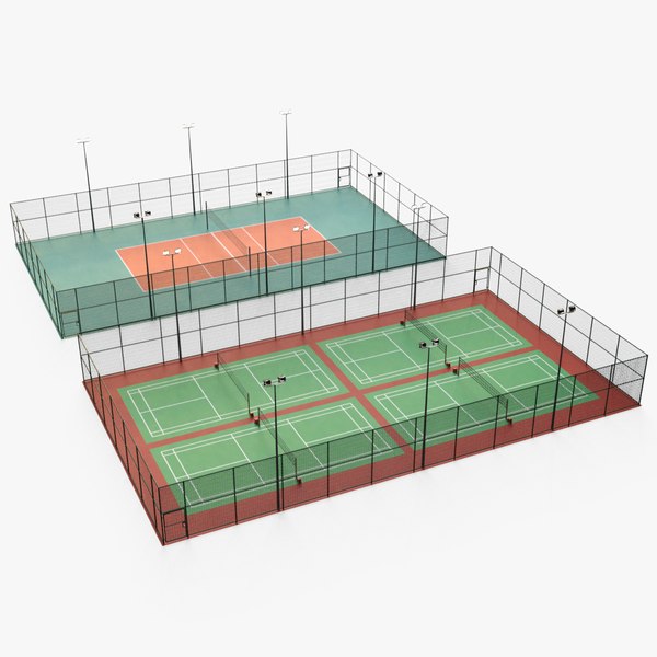 PBR Modular Outdoor Badminton Volleyball Court 3D