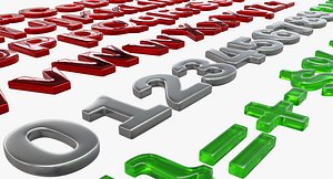 letters digits symbols 3D