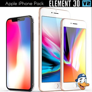 3D apple iphones pack model