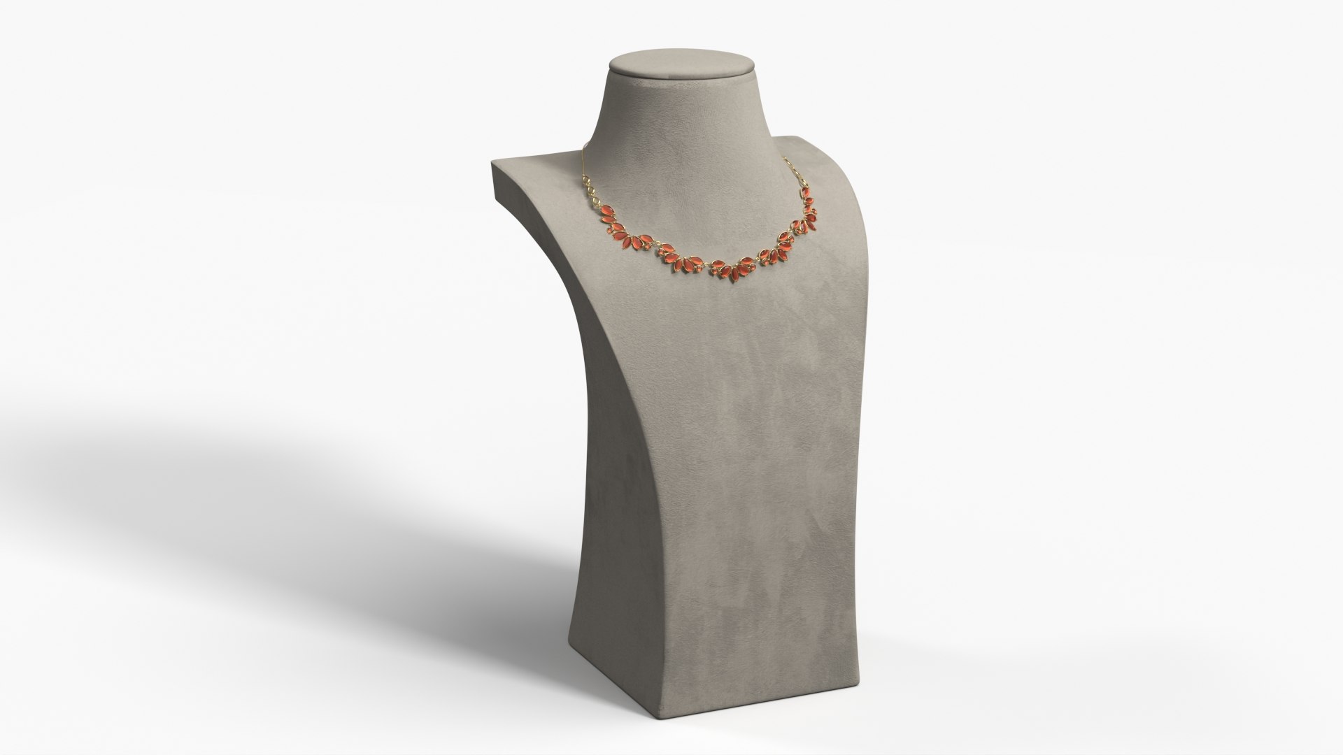Gold Necklace with Gemstones on Stand 3D model preview