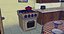 Disposition de cuisine de dessin animé Low-poly