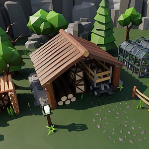 3D Out door low poly assets model