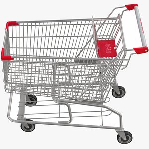 Shopping Cart 3 Red Metal 3D