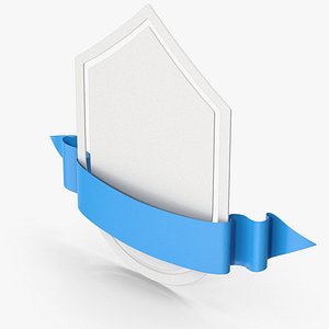 3D Blue Ribbon Label And Banner