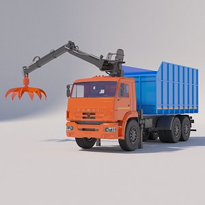 Metal carrier on chassis KAMAZ 43118 with manipulator