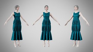 Dress 24 Teal Velvet With Design