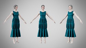 Dress 24 Teal Velvet With Design
