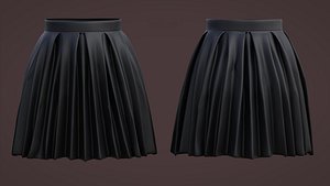 3D model Pleated Leather Mini Skirt