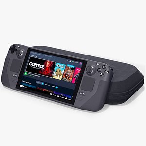 Valve Steam Deck Console With Case Lowpoly PBR