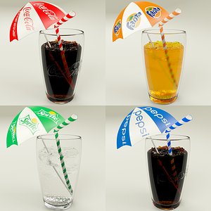 3d carbonated drinks glasses model