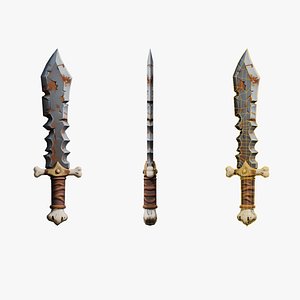 Stylized Orc Weapon - Blackthorn Sword low-poly 3d model