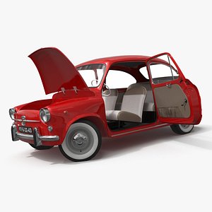 Fiat 600 Retro Coupe Red Rigged