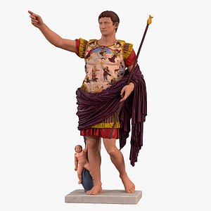 3D Painted Statue of Augustus model